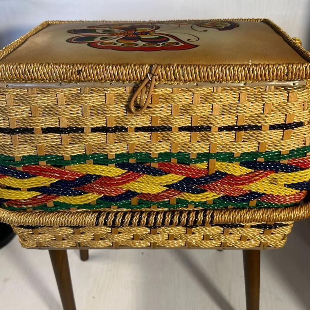 Vintage 60s Singer Sewing Basket Stand with‎ Removable Legs Beautiful Unique